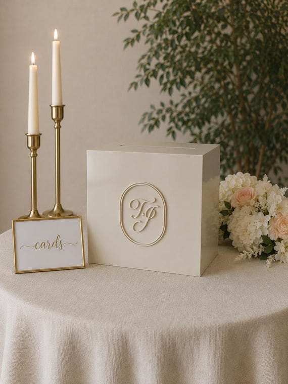 Wedding Card Box with Lock and Key | Acrylic Card Box, Cards + Gifts Box, Wedding Acrylic Box, Wishing Well, 10x10x9 Card Box