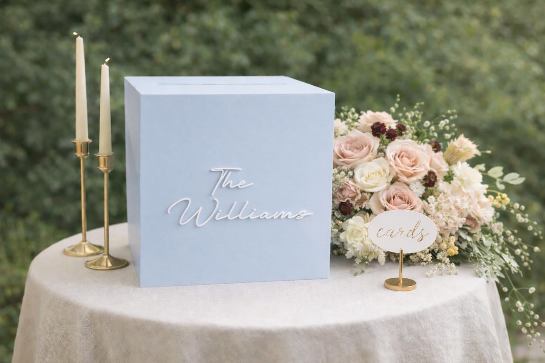 Acrylic Card Box With Lock + Key | Personalized Raised Text Card Box ...
