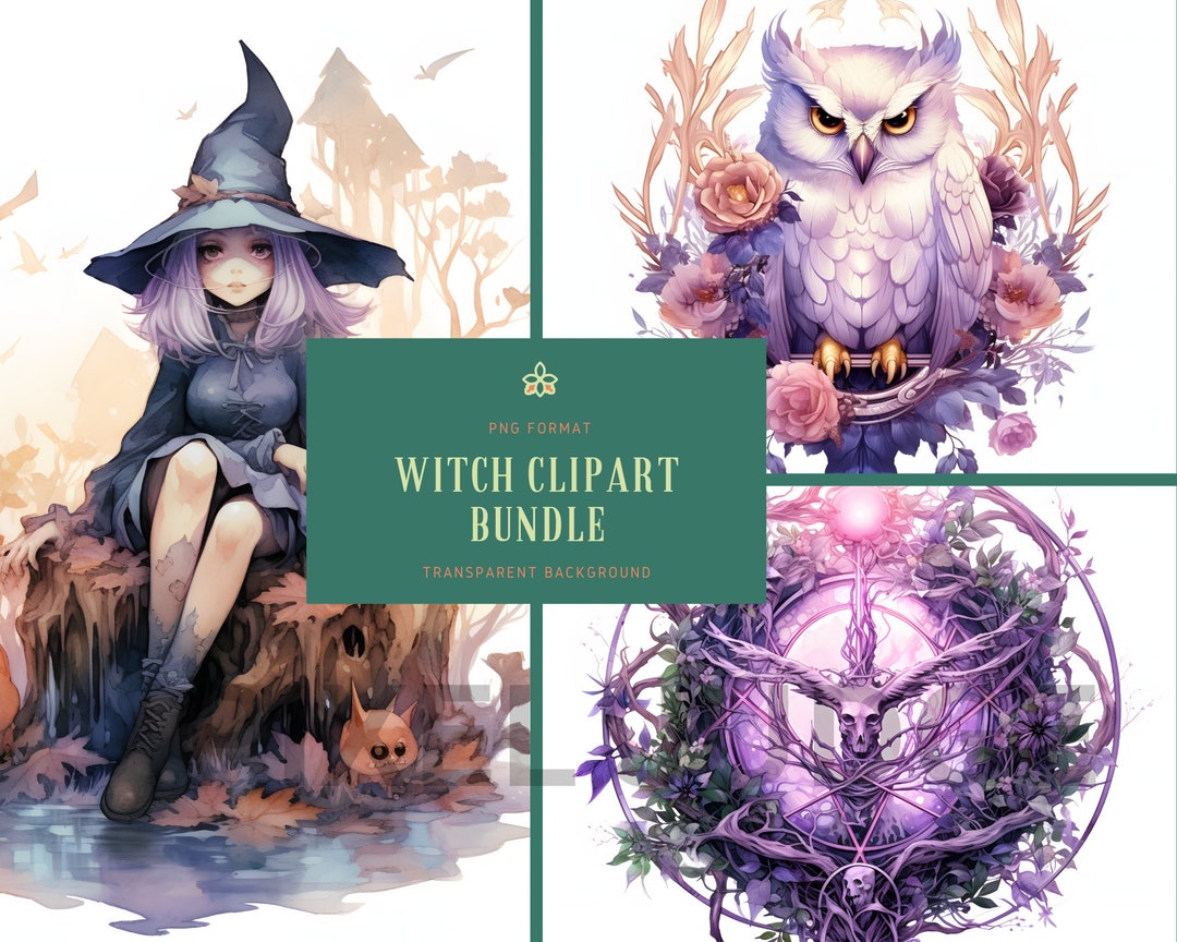 Witch Clipart Bundle PNG, Fantasy, Occult, Mystical, Celestial ...