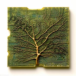 Circuit Boards grown from Nature, Poster, Science Fiction Art, technology art, Cyberpunk Art, gift for engineers, geeks, nerds, scientists