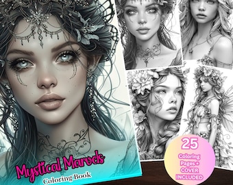 Fantasy Art Coloring Kawaii Art Fairy Adult Coloring Book Instant Download Grayscale Coloring Pages Printable PDF Ready to Print Art Therapy