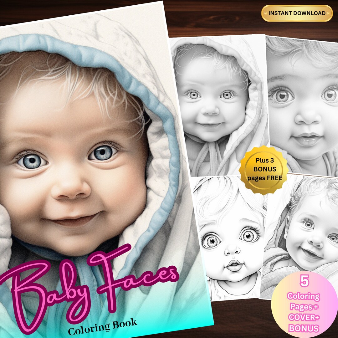 cute-baby-coloring-book-baby-faces-instant-download-grayscale-coloring