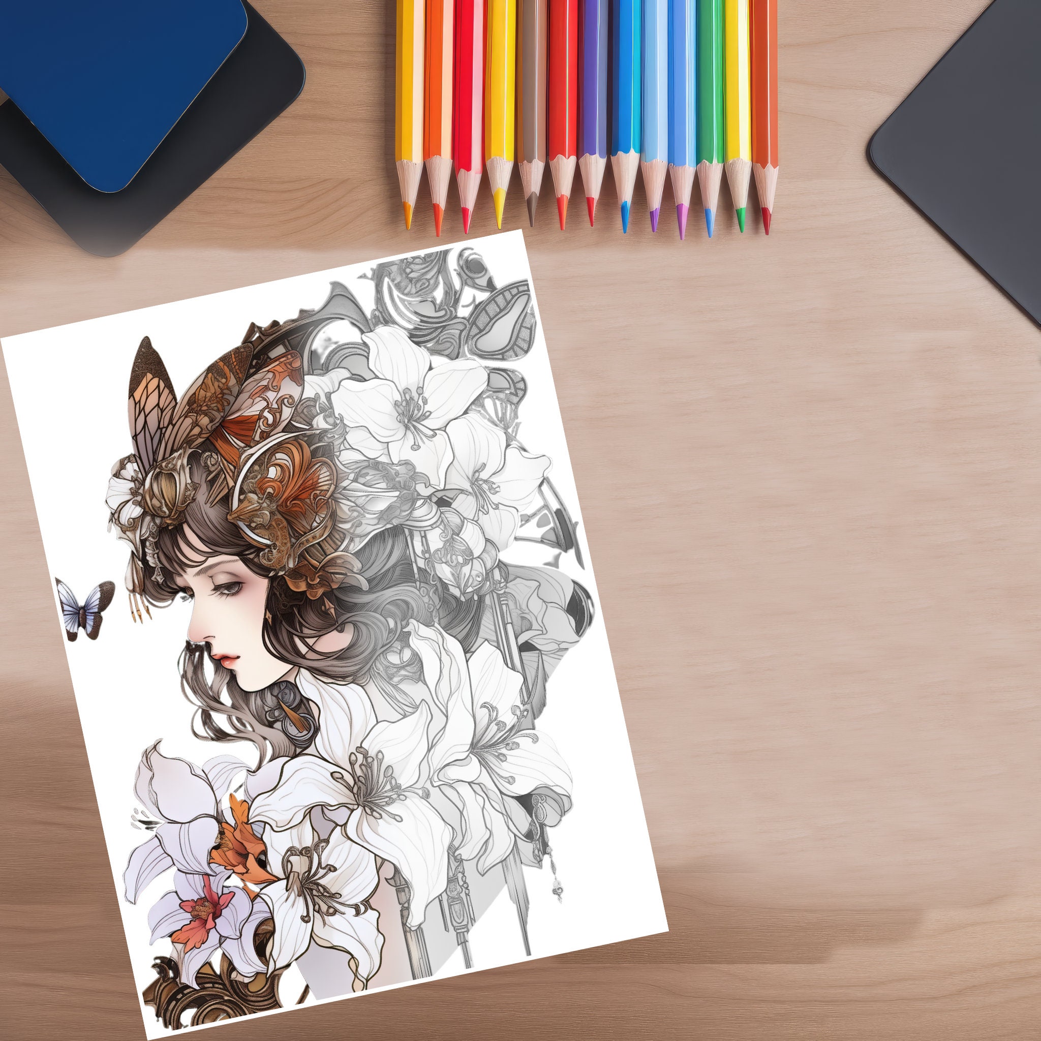 Butterfly Coloring Book Anime Girl Anime Art Printable PDF - Etsy