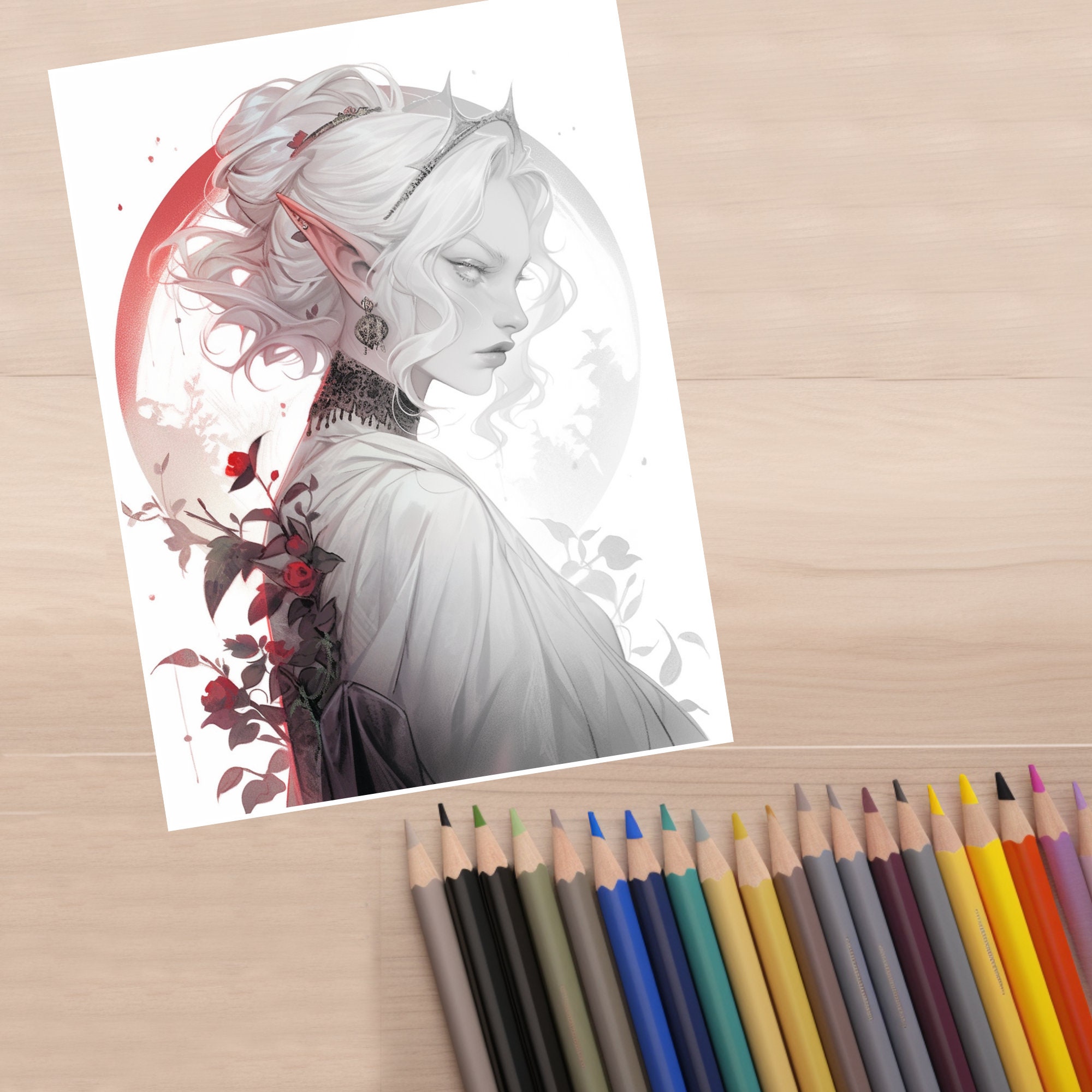 Dark Art Coloring Book Printable PDF Grayscale Coloring Pages Digital ...