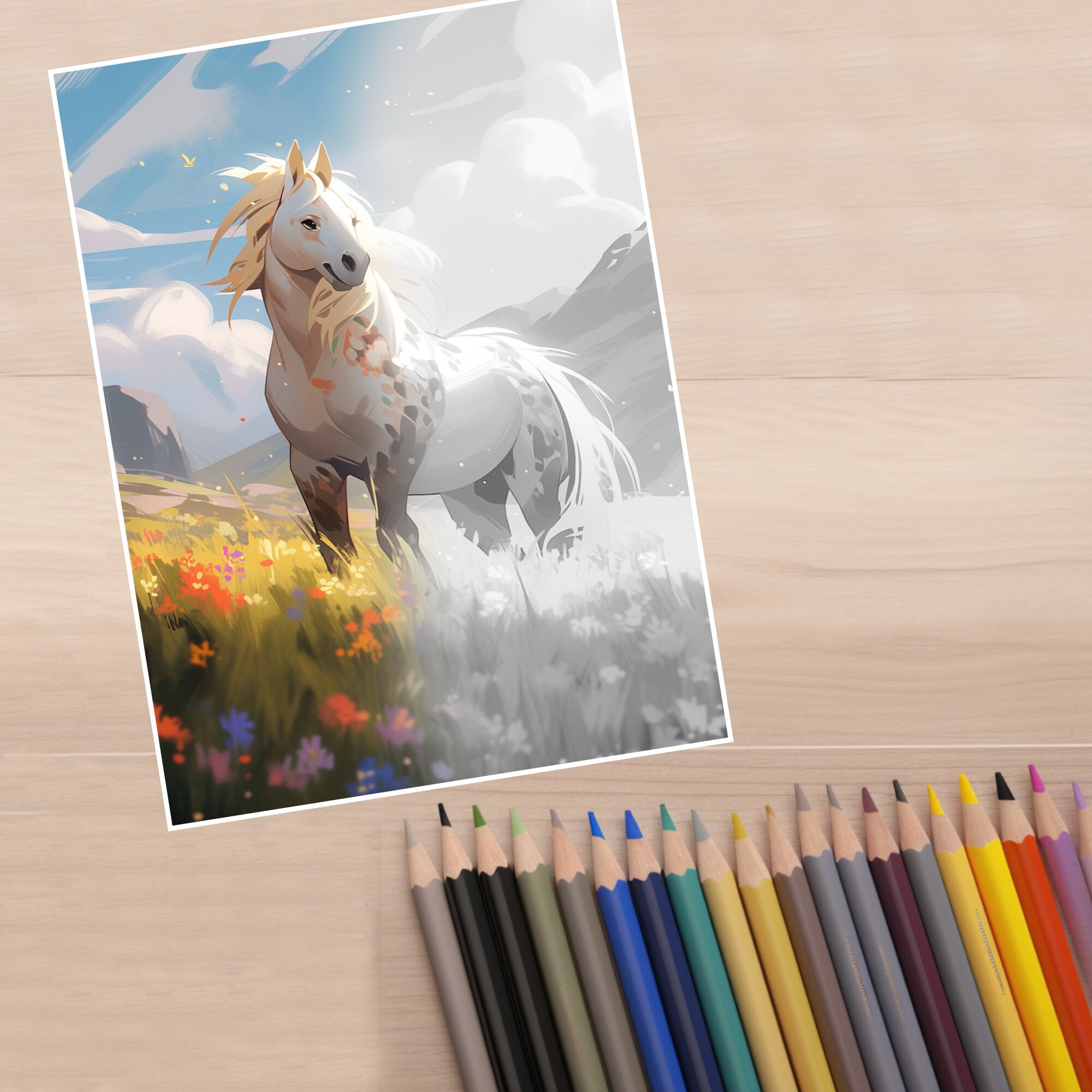 Horse Coloring Book Animal Coloring Adult Colouring Instant - Etsy