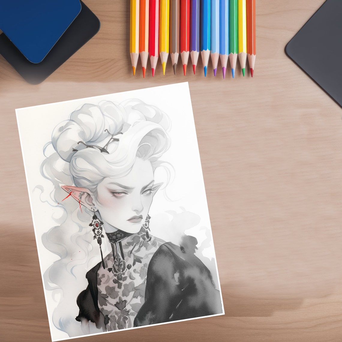 Dark Art Coloring Book Printable PDF Grayscale Coloring Pages Digital ...