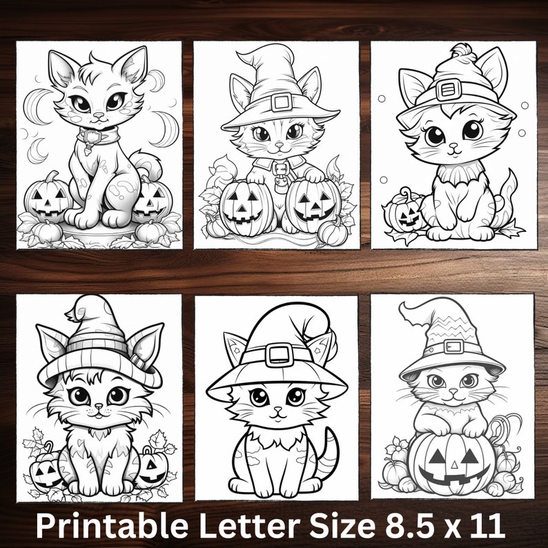 25 Cat Halloween Coloring Book Instant Download Kids Coloring Pages ...