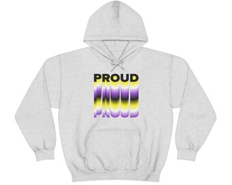 PROUD - Nonbinary Pride inspired - Unisex Heavy Blend Hooded Sweatshirt