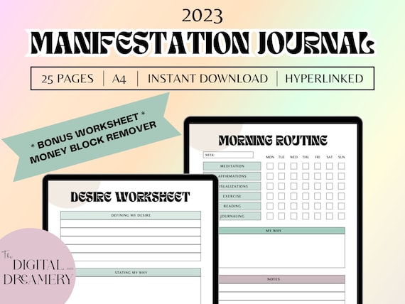 Manifestation Journal Printables Mindfulness Journal Law of Attraction Goal  Setting Planner Self Help Journal 