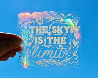 The Sky Is The Limit Suncatcher Sticker 5x4.4" / Sun catcher sticker / Rainbow Suncatcher Sticker