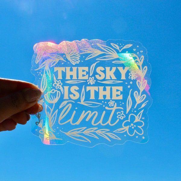 The Sky Is The Limit Suncatcher Sticker 5x4.4" / Sun catcher sticker / Rainbow Suncatcher Sticker