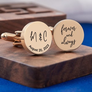 Personalized Cufflinks Groomsmen Gifts Metal Cuff Links With Wooden Box Wedding Day Cuff links Gift Bachelor Party Gift For Best Man Bild 1