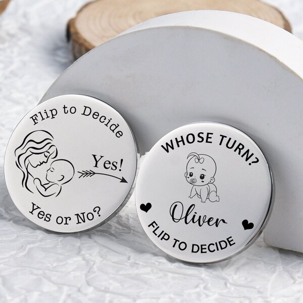 Personalized Decision Coin, Custom Engraved Metal Coin, Couples Flip Coin, Decision Maker, Flip to Decide Coin, Gifts for New Parents