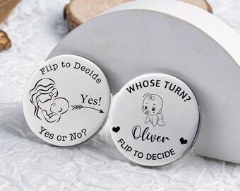 Personalized Decision Coin, Custom Engraved Metal Coin, Couples Flip Coin, Decision Maker, Flip to Decide Coin, Gifts for New Parents