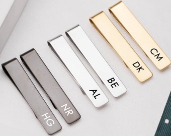 Pinces à cravate personnalisées Groomsmen Tie Clips Clips de cravate en or Gravé Tie Bar Groomsmen Best Man Tie Clips Père du marié Tie Clip