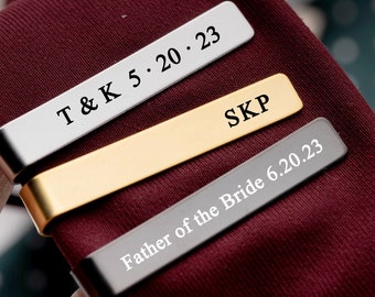 Wedding Tie Clips Engraved Tie Clip with Name,Personalized Tie Clip Custom Tie Bar Gift for Him/Best Man/Groomsmen,Silver Tie Clip,Dad Gift