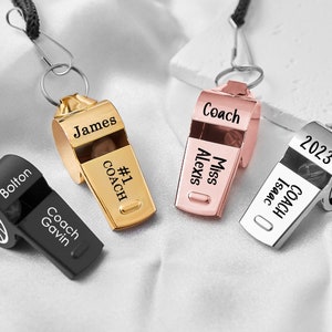 Personalized Sport Gift for Coach Personalized Stainless Whistle Necklace Custom Coach Whistle Lanyard Engraved Metal Outdoor Coach Whistle image 3