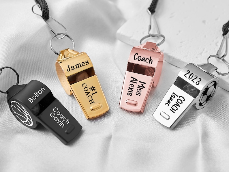 Personalized Sport Gift for Coach Personalized Stainless Whistle Necklace Custom Coach Whistle Lanyard Engraved Metal Outdoor Coach Whistle image 3