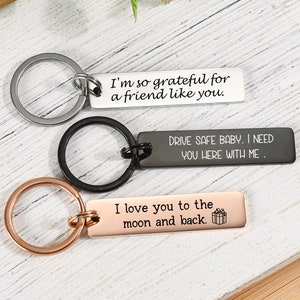 Personalized Stainless Steel Keychain, Drive Safe Keychain for Men, Custom Engraved Metal Keychain, Valentines Day Gift Ideas for Boyfriend image 3