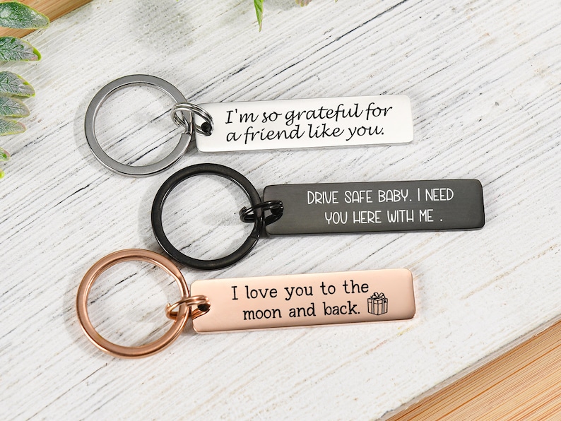 Personalized Stainless Steel Keychain, Drive Safe Keychain for Men, Custom Engraved Metal Keychain, Valentines Day Gift Ideas for Boyfriend image 3