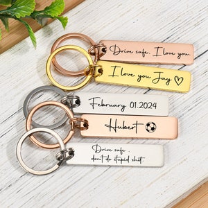 Personalized Stainless Steel Keychain, Drive Safe Keychain for Men, Custom Engraved Metal Keychain, Valentines Day Gift Ideas for Boyfriend image 4