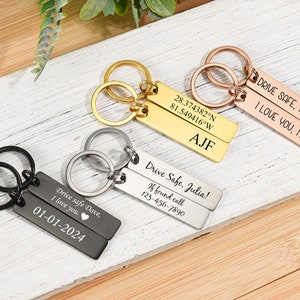 Personalized Stainless Steel Keychain, Drive Safe Keychain for Men, Custom Engraved Metal Keychain, Valentines Day Gift Ideas for Boyfriend image 5