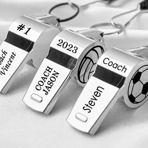 Personalized Sport Gift for Coach Personalized Stainless Whistle Necklace Custom Coach Whistle Lanyard Engraved Metal Outdoor Coach Whistle image 1