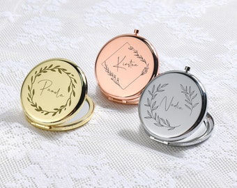 Engraved Compact Mirror,Custom Pocket Mirror,Personalized Gold Bridesmaid Mirror,Unique Birthday Gifts for Friend,Bridal Party Gift for Her