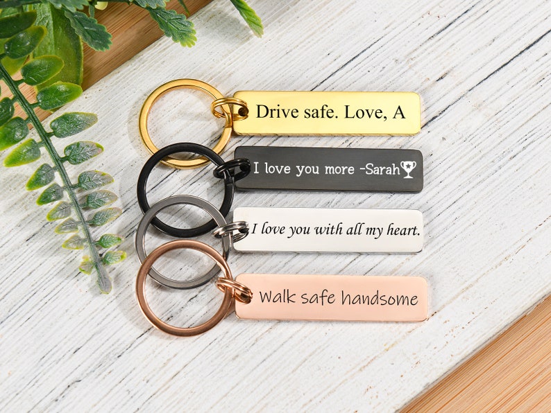 Personalized Stainless Steel Keychain, Drive Safe Keychain for Men, Custom Engraved Metal Keychain, Valentines Day Gift Ideas for Boyfriend image 8