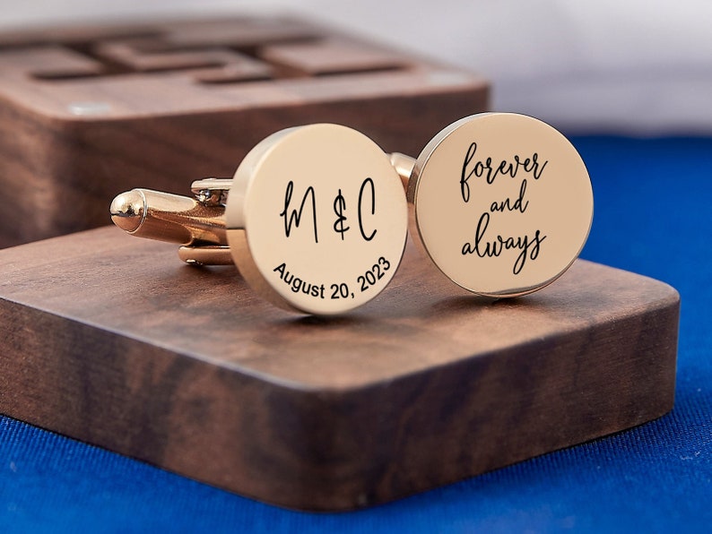 Personalized Cufflinks Groomsmen Gifts Metal Cuff Links With Wooden Box Wedding Day Cuff links Gift Bachelor Party Gift For Best Man Bild 1