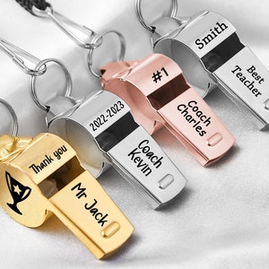 Personalized Sport Gift for Coach Personalized Stainless Whistle Necklace Custom Coach Whistle Lanyard Engraved Metal Outdoor Coach Whistle image 2