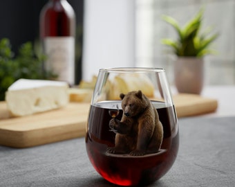 Bear, Stemless Wine Glass, 11.75oz