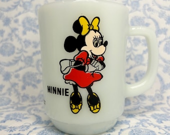 Vintage Anchor Hocking Minnie Mouse Milk Glass Mug