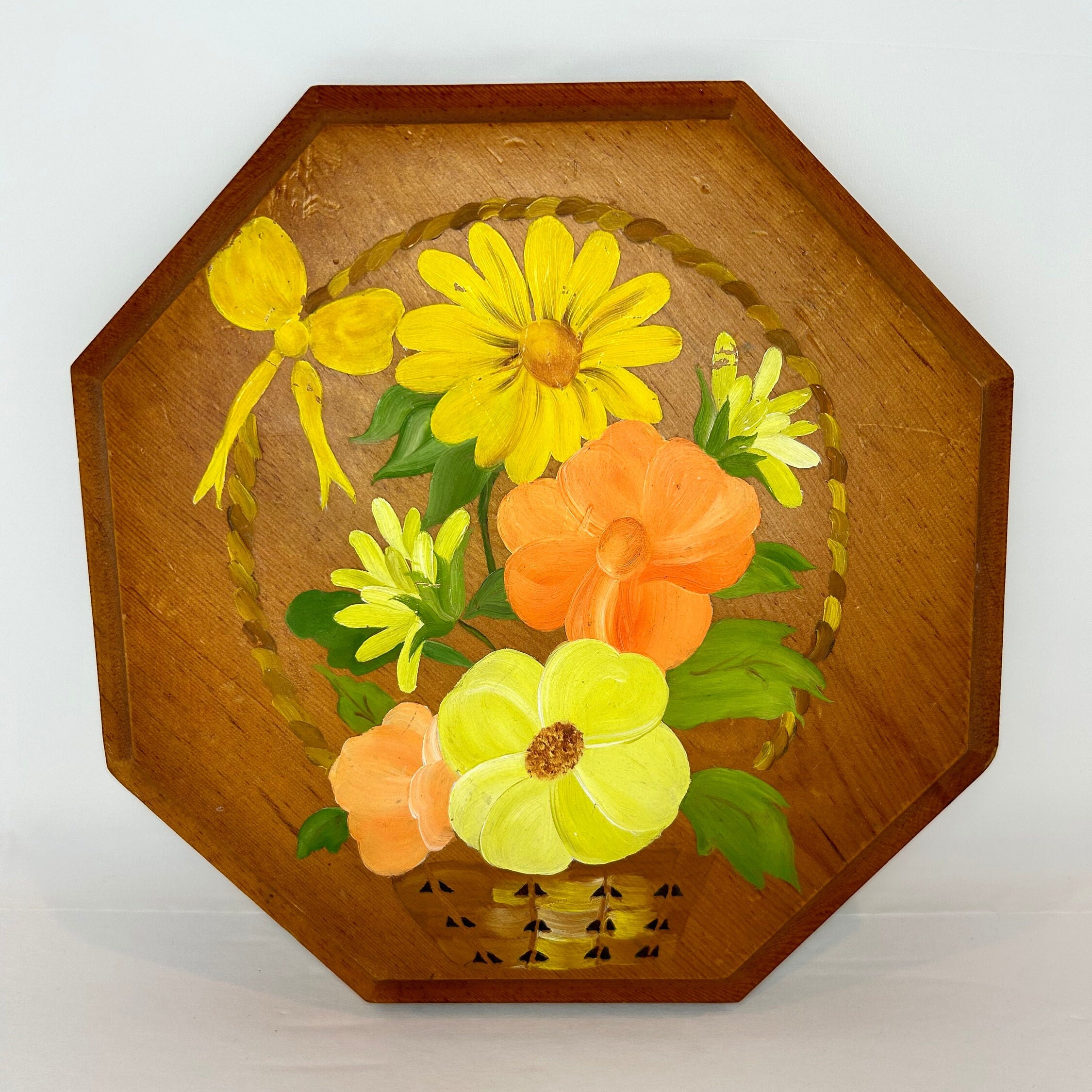 Vintage Hand Painted Wood Plaque Etsy