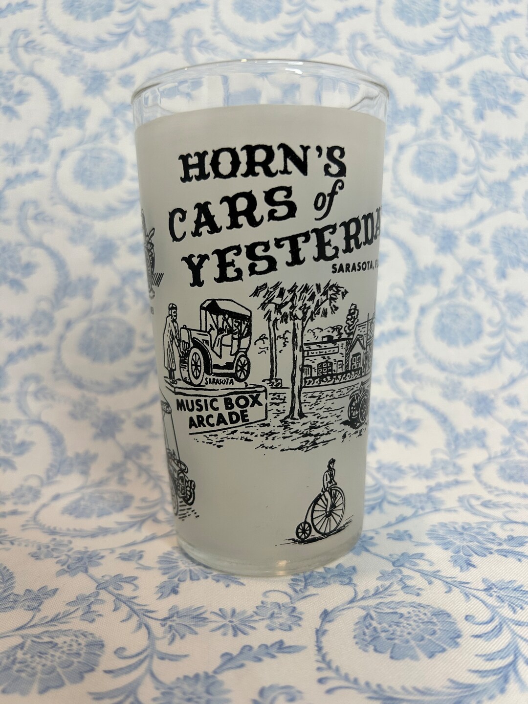 Vintage Hazel Atlas Horns Cars of Yesterday Tumbler Etsy