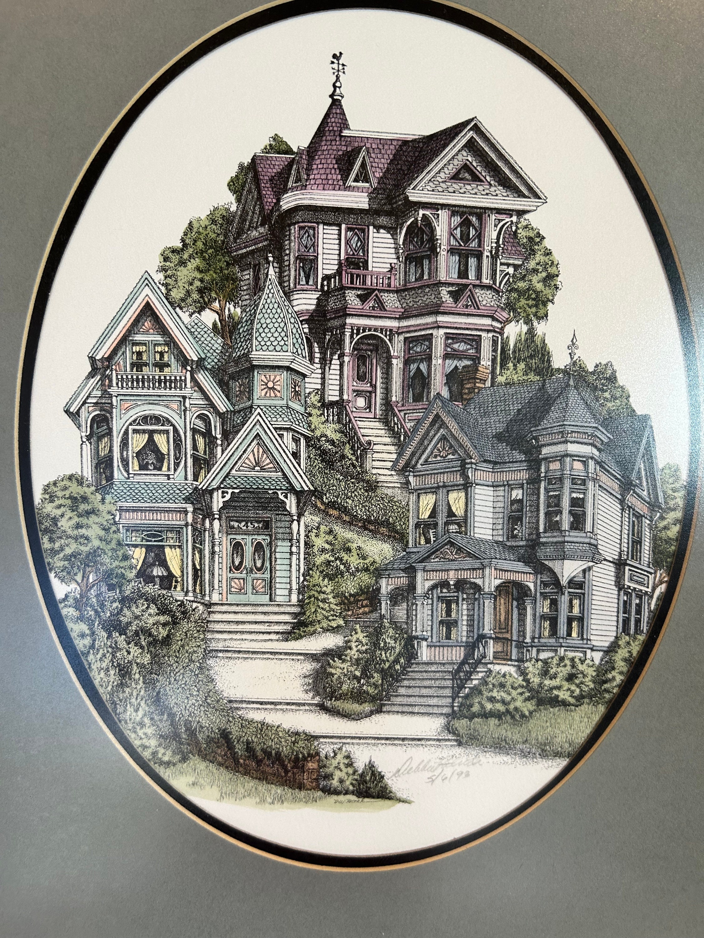 Vintage 1993 Framed Signed Debbie Patrick Victorian Houses - Etsy