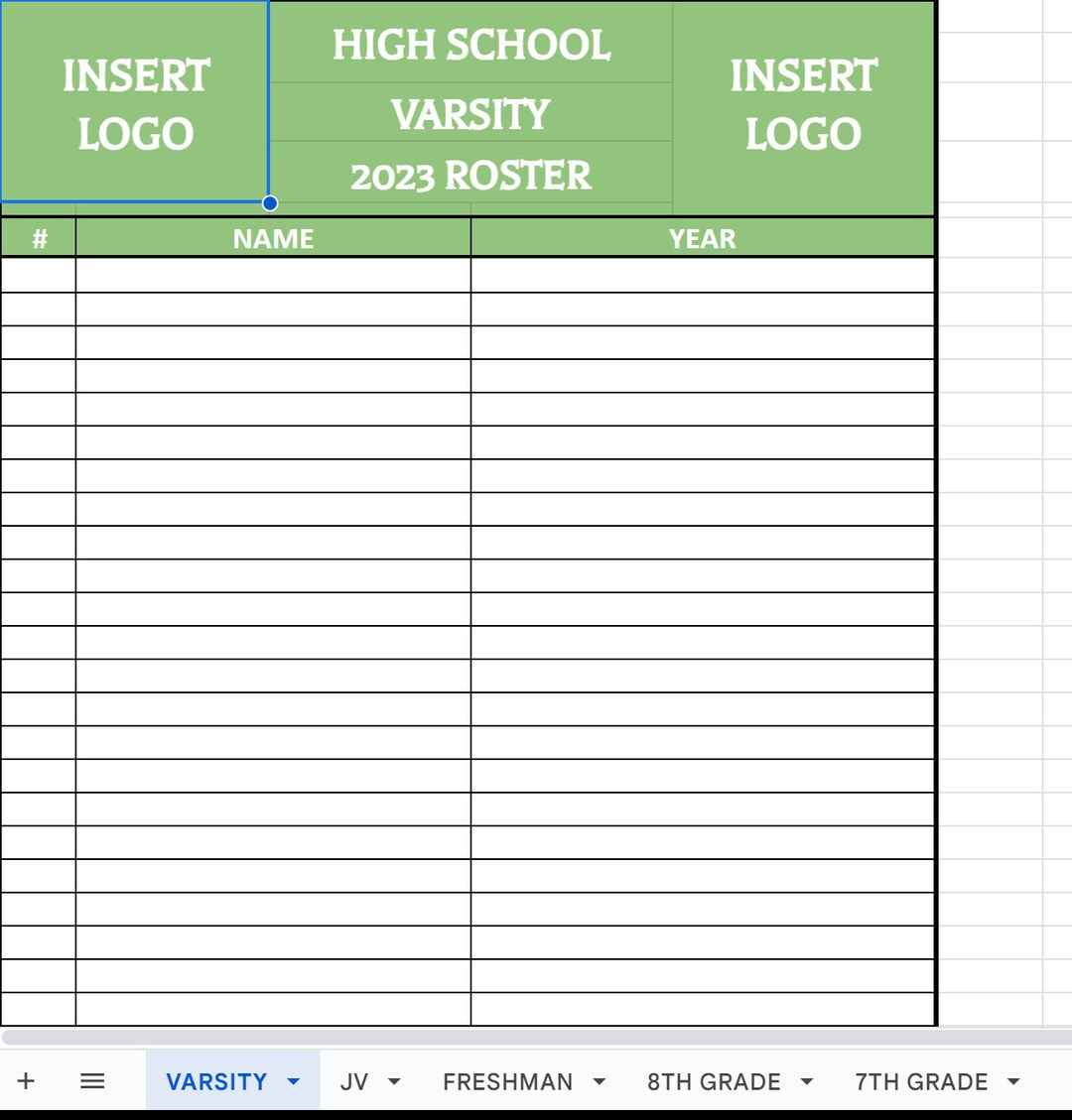 Roster Template 1 - Etsy