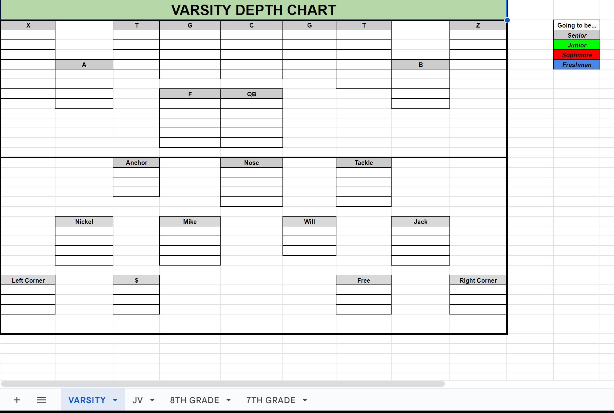 Depth Chart Printable