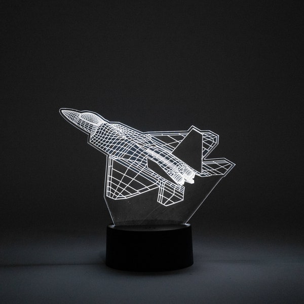 Veilleuse LED F35 - Déco pour les passionnés d'aviation - Lampe 3D d'avion - Eclairage de chambre d'avion