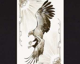 Golden Eagle Risograph Print