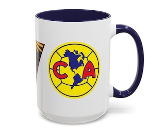 Club America Retro Logo Accent Coffee Mug | Vintage Soccer Crest