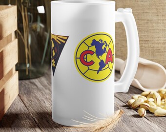 Jarra de cerveza esmerilada del Club América / Vaso para el Día del Padre para aficionados al fútbol