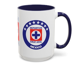 Cruz Azul Retro Logo Accent Coffee Mug | Soccer Club Vintage Crest