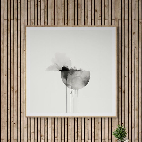 In the Shadows of the Moon by F Parrish 2023 | abstract art| modern contemporary | Japandi | minimalist | monochrome | reflection