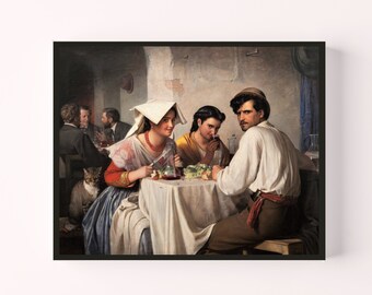 In a Roman Osteria by Carl Bloch Danish renaissance baroque dinner genre scene famous painting vintage downloadable printable wall art