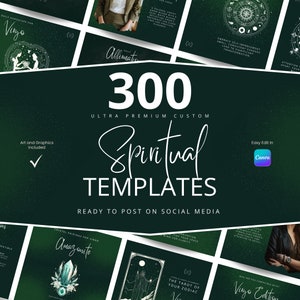 300 Premium Spiritual Instagram Post Templates - Spiritual Instagram Template - Crystal - Astrology - Zodiac - Tarot - Facebook - Mystical