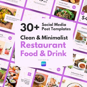 Minimalist Food & Restaurant Instagram Templates - Restaurant templates, Food templates, Canva Template, Food instagram template, restaurant