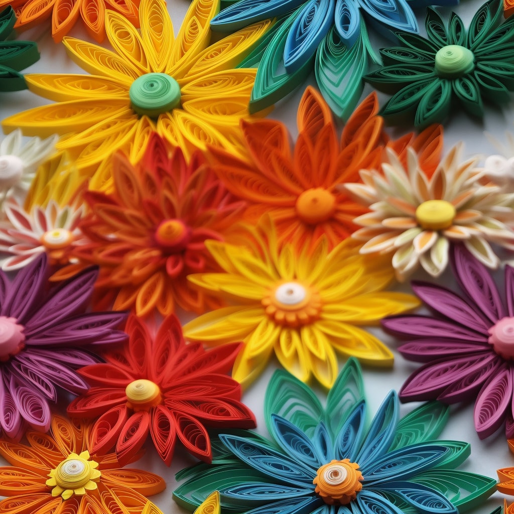 Paper Quilled Flower Pattern Seamless Tile Etsy