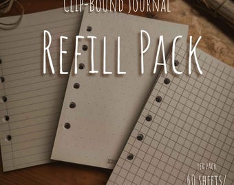 A6 Journal Refill Pack: 120 Pages Lined, Dotted, Grid, or Blank