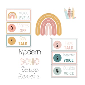 Calm Boho Classroom Voice Levels | Easy and Modern Classroom Decorations